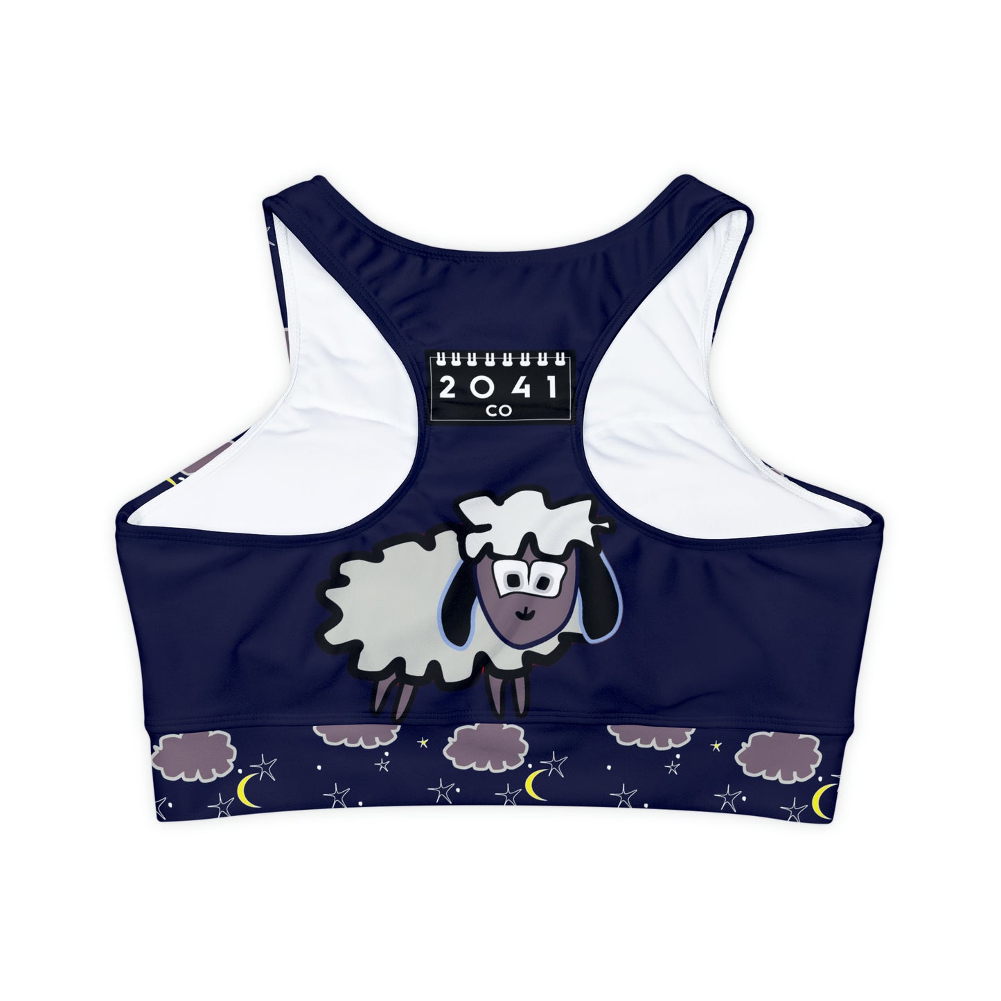 2041 CO HIGH NECK SPORTS BRA | BLEEPY SHEEPIE DARK - 2041co