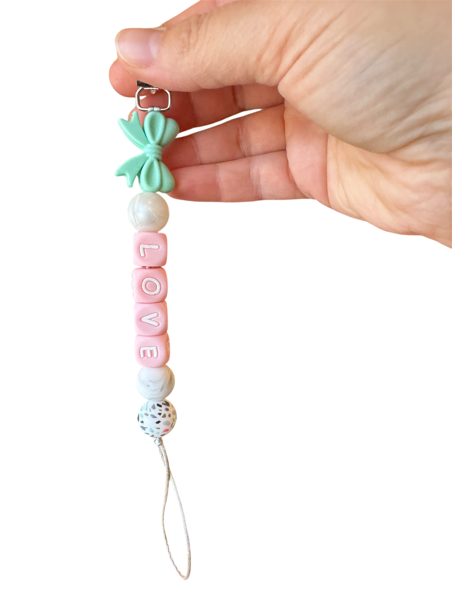 2041 CO SILICONE PACIFIER CLIP | LOVE BOW
