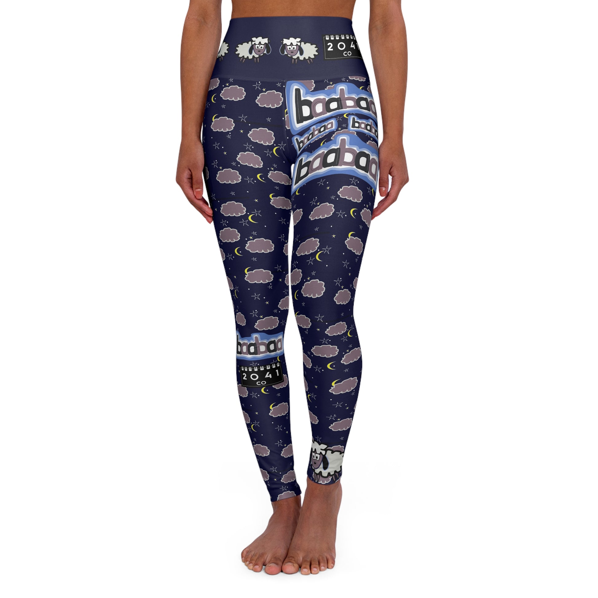 2041 CO HIGH WAISTED YOGA LEGGINGS | BLEEPY SHEEPIE DARK - 2041co