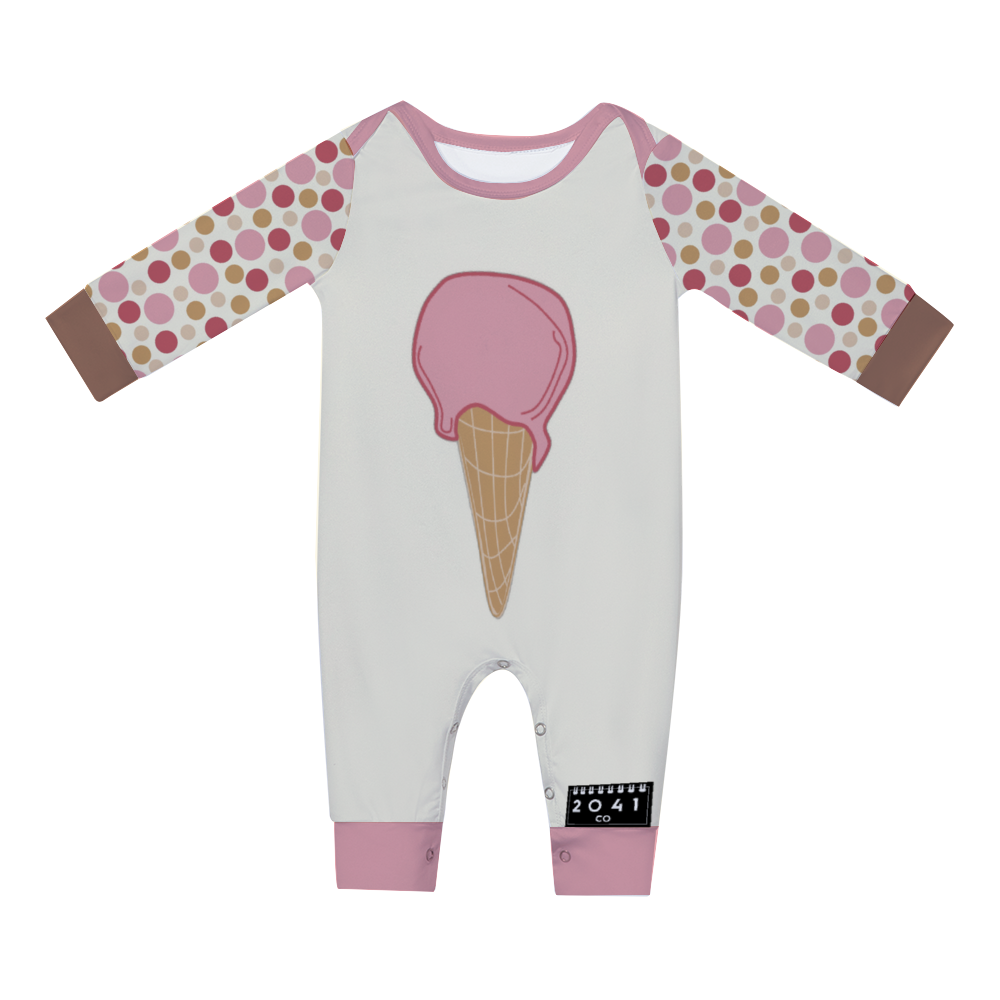 2041 CO BABY LONG ROMPER ICE CREAM | STRAWBERRY - 2041co