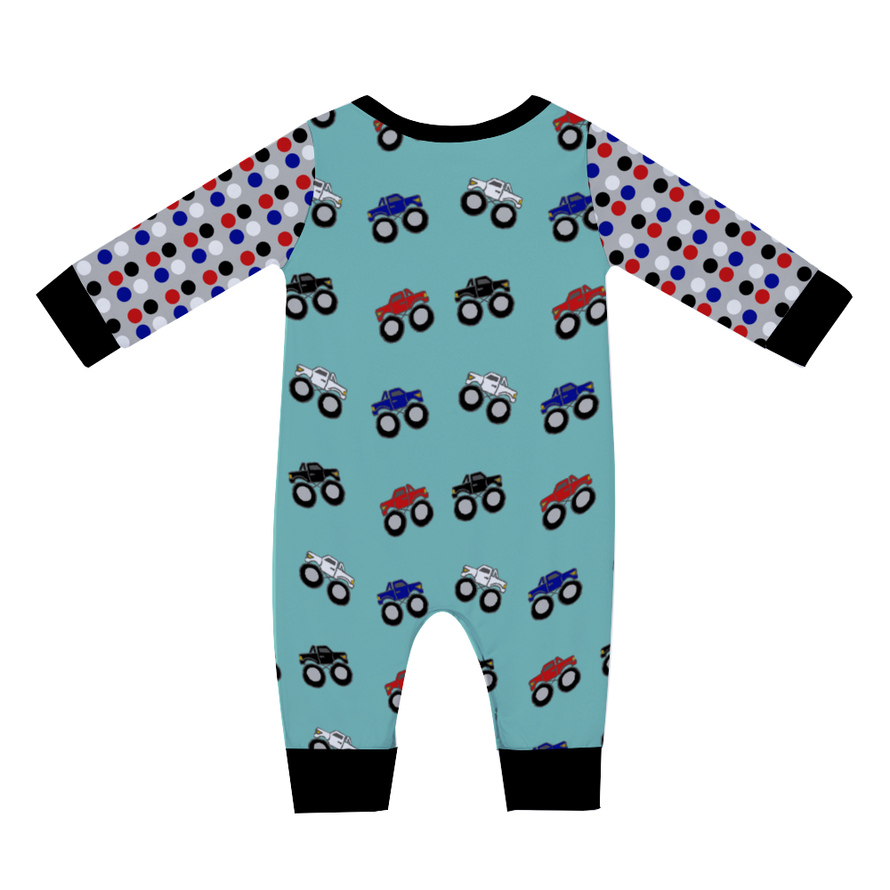 2041 CO BABY LONG ROMPER | MONSTER TRUCK MADNESS